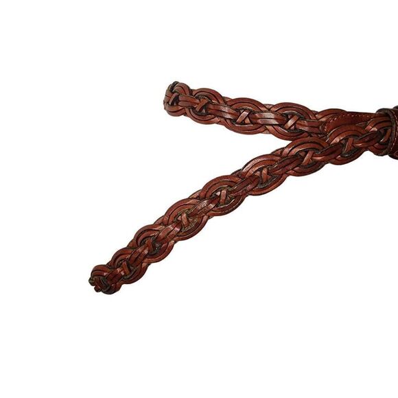 Girls Accessories, Brown Leather Braided Waist Belt, Sz S - Picture 4 of 6